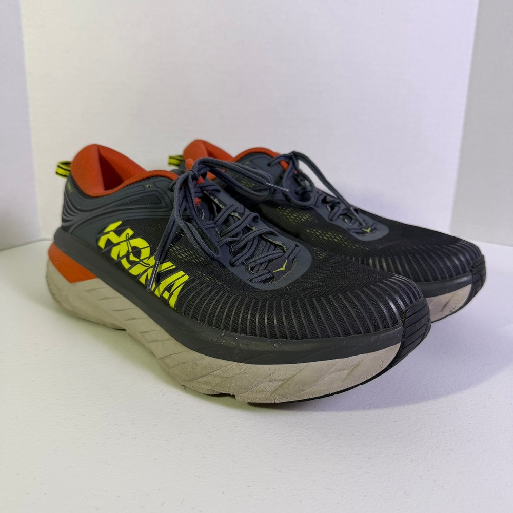 Hoka One One Bondi 7 Mens Running Shoes Charcoal Orange 1110518 TCHL Size 12